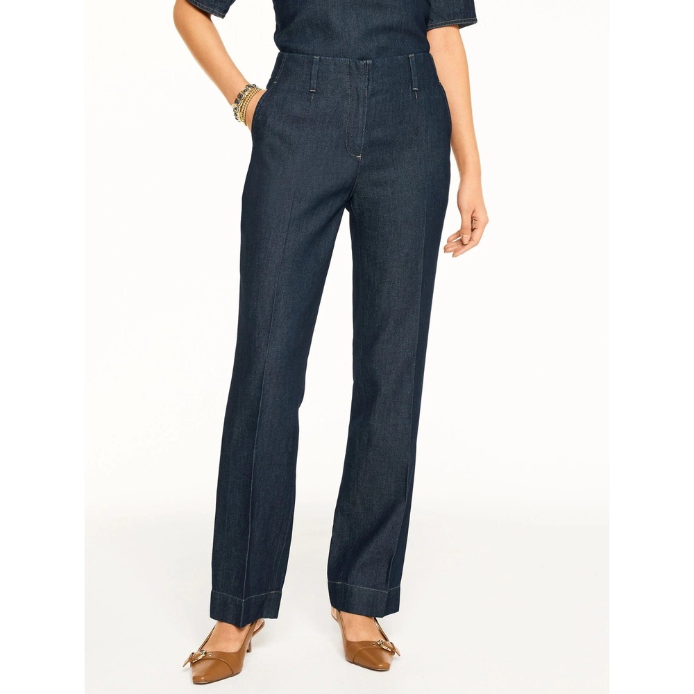 Talbots Southampton Pant Womens 8 Blue Jean Denim Straight Leg Classic Old Money